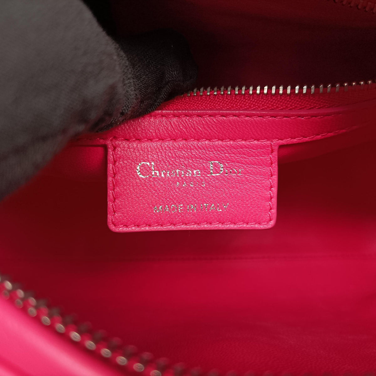 Medium Tweed Sequin Lady Dior Pink×Blue Canvas×Leather 02-MA-1123ミディアムツイード スパンコール レディ ディオール ピンク×ブルー キャンバス×レザー 02-MA-1123