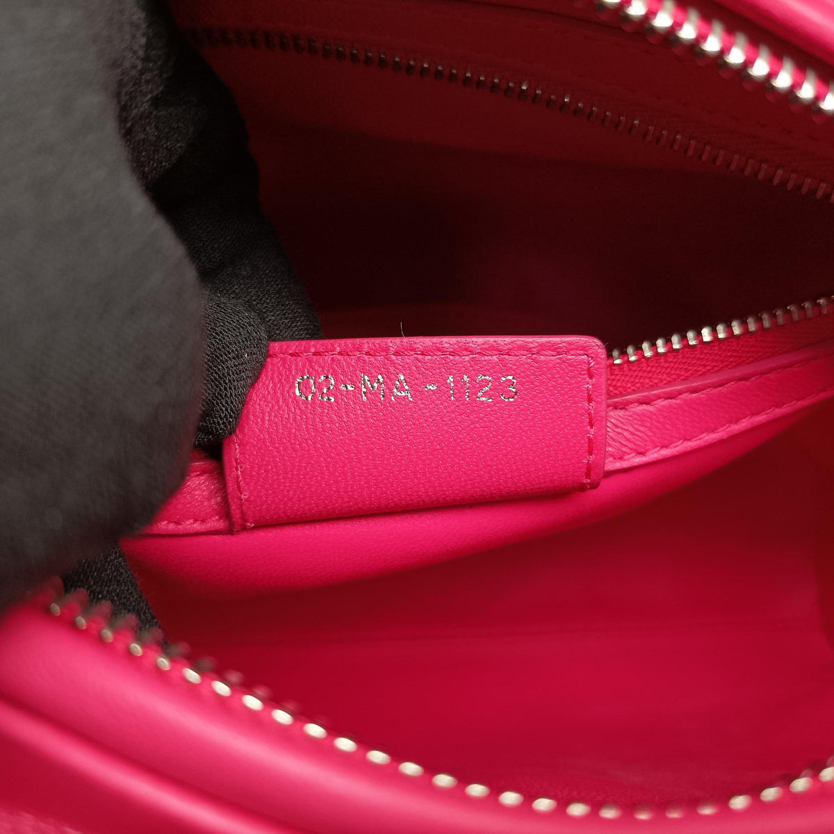 Medium Tweed Sequin Lady Dior Pink×Blue Canvas×Leather 02-MA-1123ミディアムツイード スパンコール レディ ディオール ピンク×ブルー キャンバス×レザー 02-MA-1123