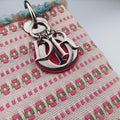 Medium Tweed Sequin Lady Dior Pink×Blue Canvas×Leather 02-MA-1123ミディアムツイード スパンコール レディ ディオール ピンク×ブルー キャンバス×レザー 02-MA-1123