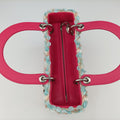 Medium Tweed Sequin Lady Dior Pink×Blue Canvas×Leather 02-MA-1123ミディアムツイード スパンコール レディ ディオール ピンク×ブルー キャンバス×レザー 02-MA-1123