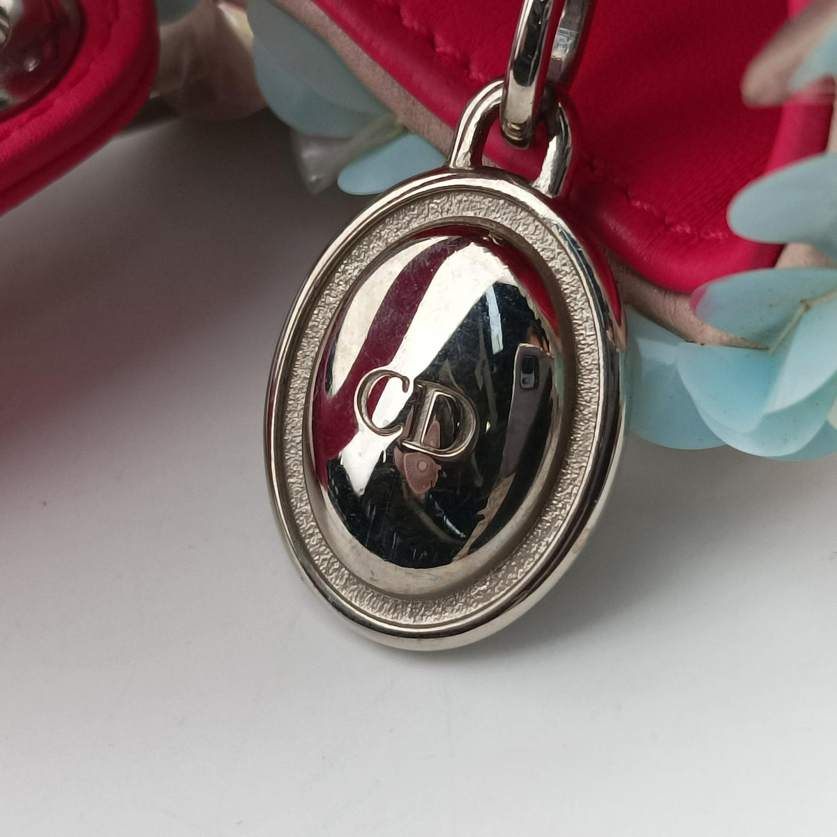 Medium Tweed Sequin Lady Dior Pink×Blue Canvas×Leather 02-MA-1123ミディアムツイード スパンコール レディ ディオール ピンク×ブルー キャンバス×レザー 02-MA-1123