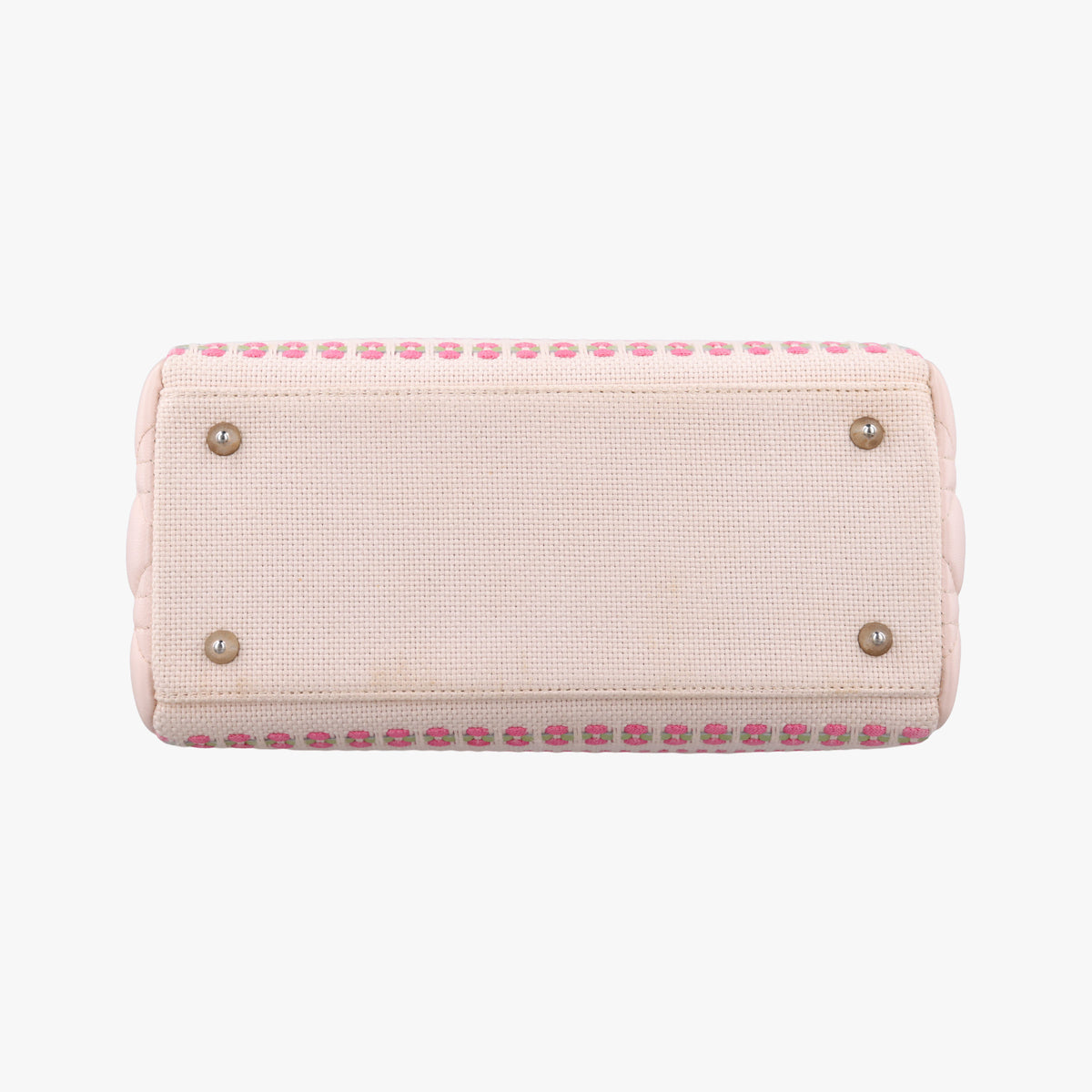 Medium Tweed Sequin Lady Dior Pink×Blue Canvas×Leather 02-MA-1123ミディアムツイード スパンコール レディ ディオール ピンク×ブルー キャンバス×レザー 02-MA-1123