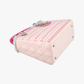 Medium Tweed Sequin Lady Dior Pink×Blue Canvas×Leather 02-MA-1123ミディアムツイード スパンコール レディ ディオール ピンク×ブルー キャンバス×レザー 02-MA-1123