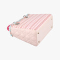 Medium Tweed Sequin Lady Dior Pink×Blue Canvas×Leather 02-MA-1123ミディアムツイード スパンコール レディ ディオール ピンク×ブルー キャンバス×レザー 02-MA-1123
