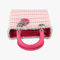 Medium Tweed Sequin Lady Dior Pink×Blue Canvas×Leather 02-MA-1123ミディアムツイード スパンコール レディ ディオール ピンク×ブルー キャンバス×レザー 02-MA-1123