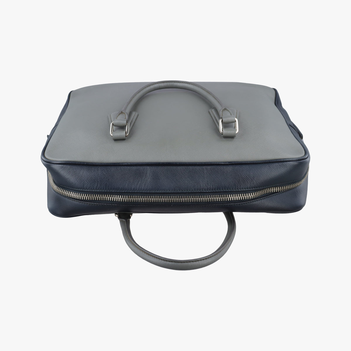 business bag briefcase Grey x Navy SAFFIANO Leather 2VE363 7/A 208ビジネスバッグ ブリーフケース グレー x ネイビー サフィアーノレザー 2VE363 7/A 208