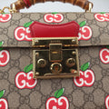 GG Apple Padlock Bamboo beige×red×multi PVC coated canvas×Leather 603221 E033033196GGアップル パドロック バンブー ベージュ×レッド×マルチ PVCコーティングキャンバス×レザー 603221 E033033196