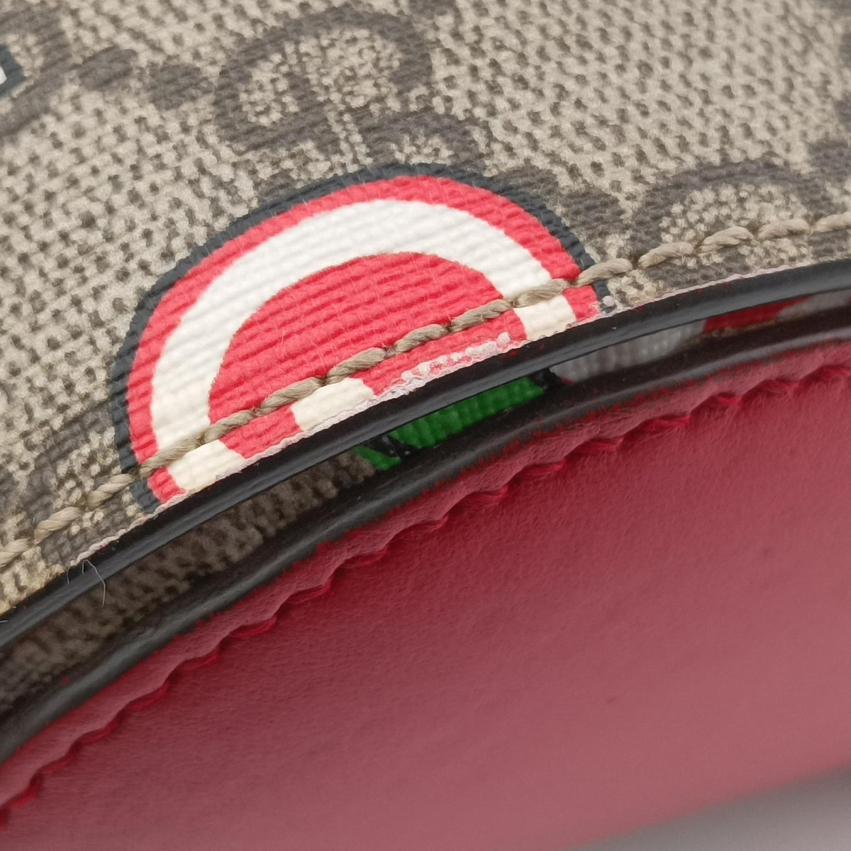 GG Apple Padlock Bamboo beige×red×multi PVC coated canvas×Leather 603221 E033033196GGアップル パドロック バンブー ベージュ×レッド×マルチ PVCコーティングキャンバス×レザー 603221 E033033196