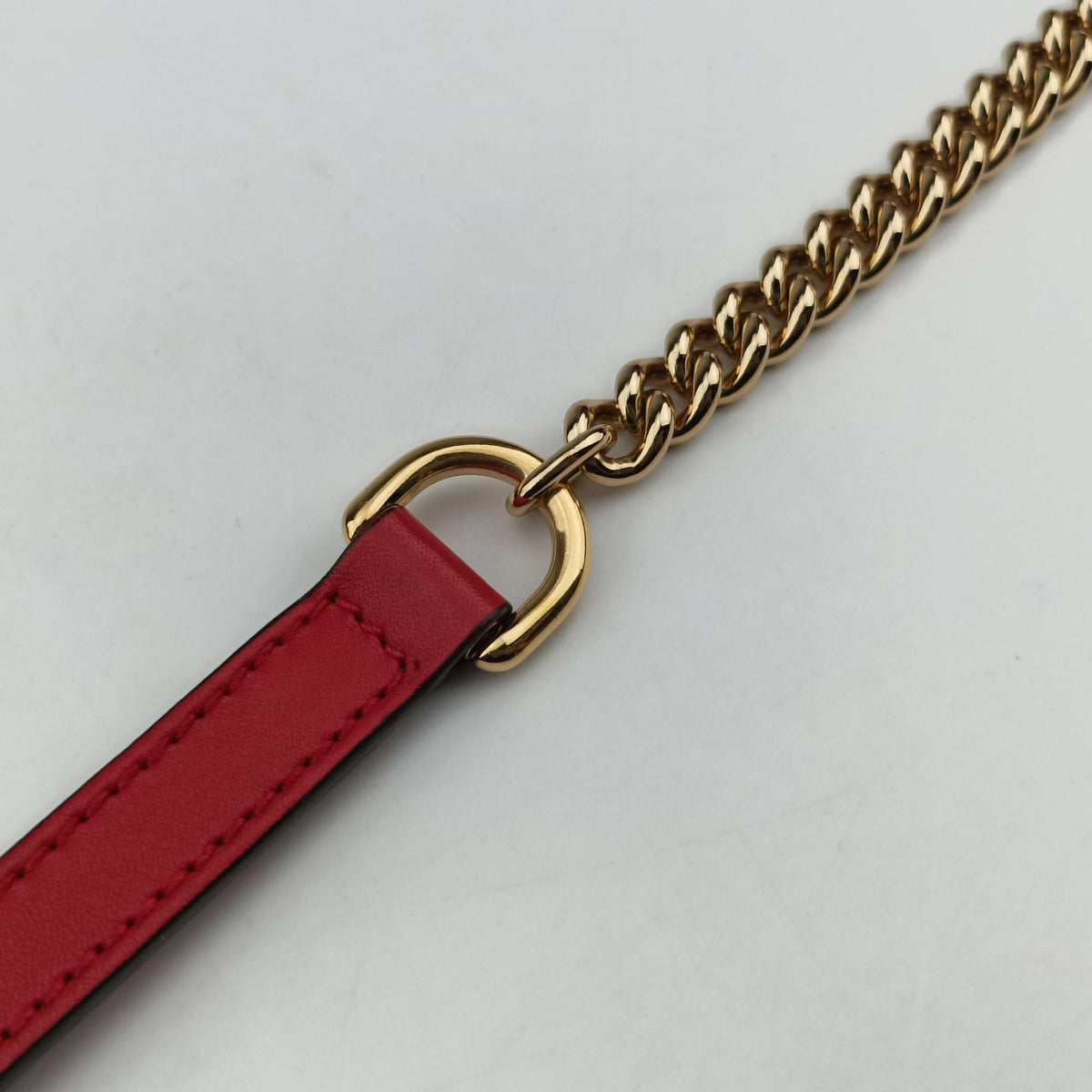 GG Apple Padlock Bamboo beige×red×multi PVC coated canvas×Leather 603221 E033033196GGアップル パドロック バンブー ベージュ×レッド×マルチ PVCコーティングキャンバス×レザー 603221 E033033196