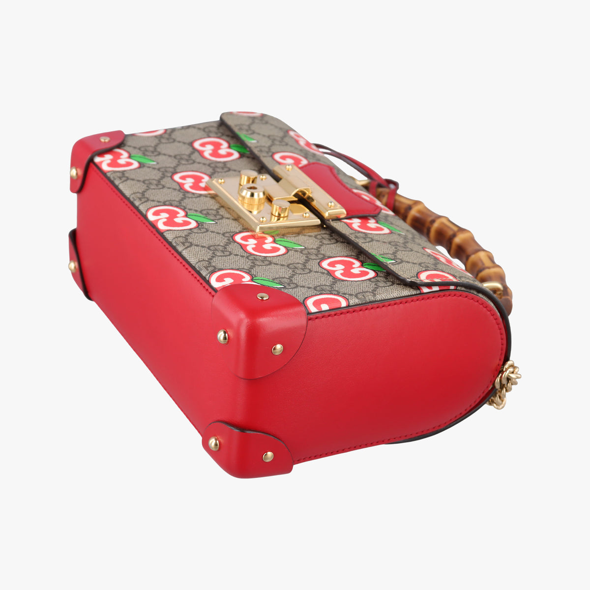 GG Apple Padlock Bamboo beige×red×multi PVC coated canvas×Leather 603221 E033033196GGアップル パドロック バンブー ベージュ×レッド×マルチ PVCコーティングキャンバス×レザー 603221 E033033196