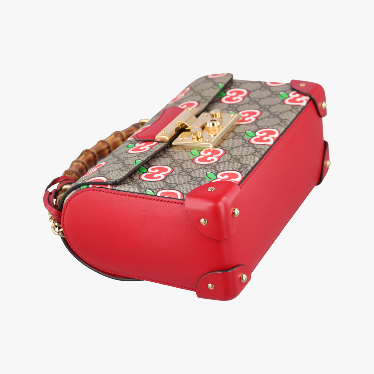 GG Apple Padlock Bamboo beige×red×multi PVC coated canvas×Leather 603221 E033033196GGアップル パドロック バンブー ベージュ×レッド×マルチ PVCコーティングキャンバス×レザー 603221 E033033196