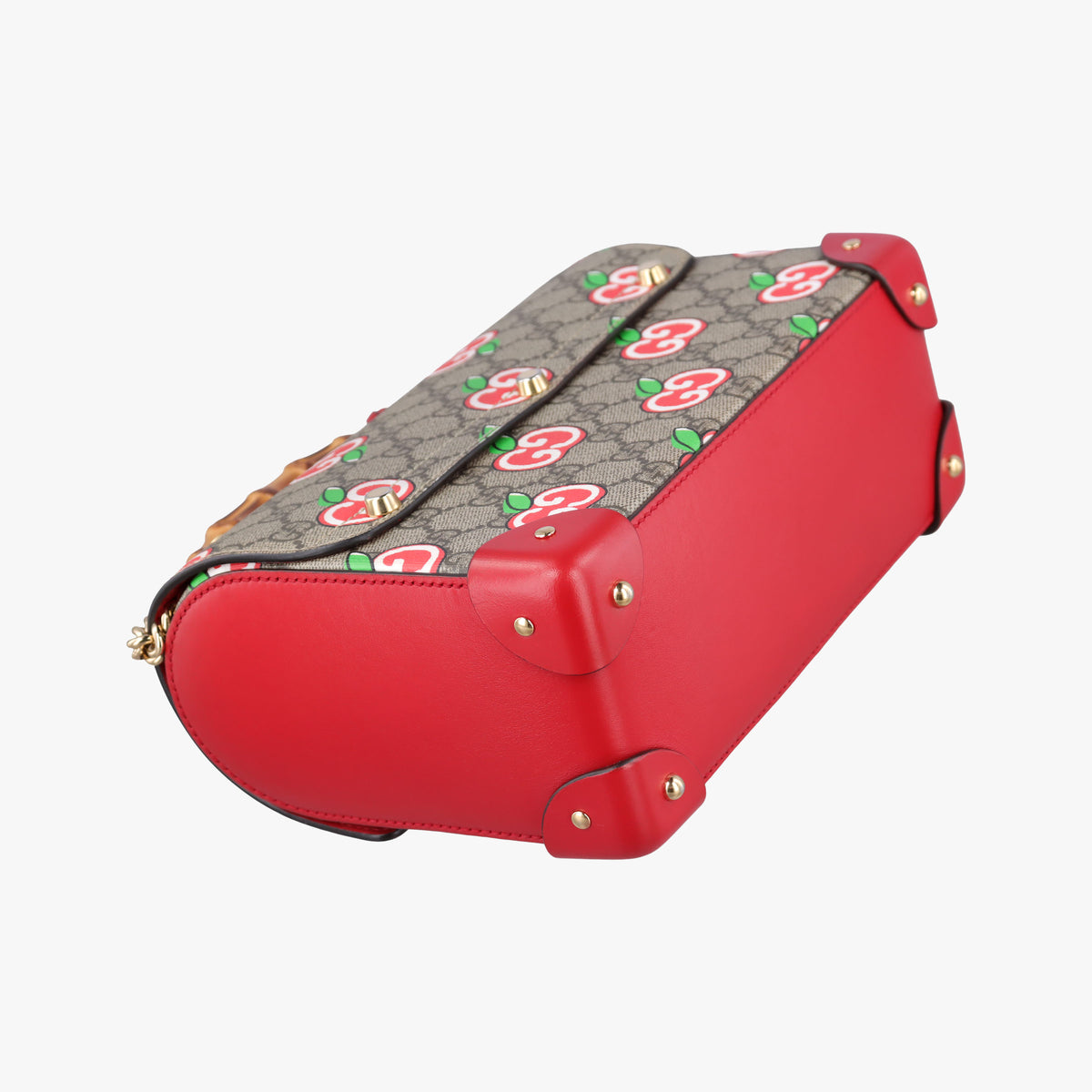 GG Apple Padlock Bamboo beige×red×multi PVC coated canvas×Leather 603221 E033033196GGアップル パドロック バンブー ベージュ×レッド×マルチ PVCコーティングキャンバス×レザー 603221 E033033196