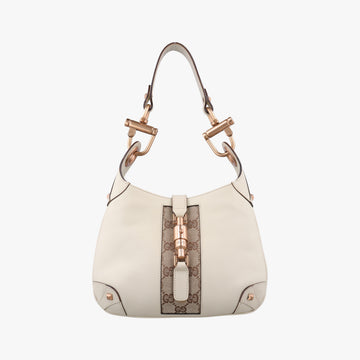 Piston Lock Jackie Hobo White Leather×canvas 120885 ニュージャッキー ホワイト レザー×キャンバス 120885 