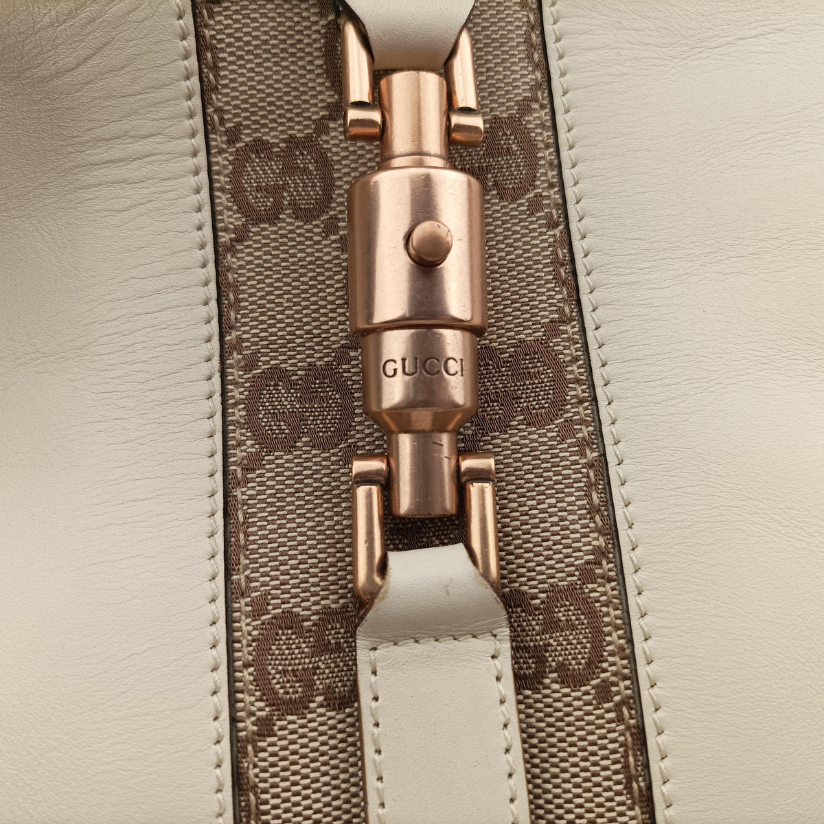 Piston Lock Jackie Hobo White Leather×canvas 120885 ニュージャッキー ホワイト レザー×キャンバス 120885 