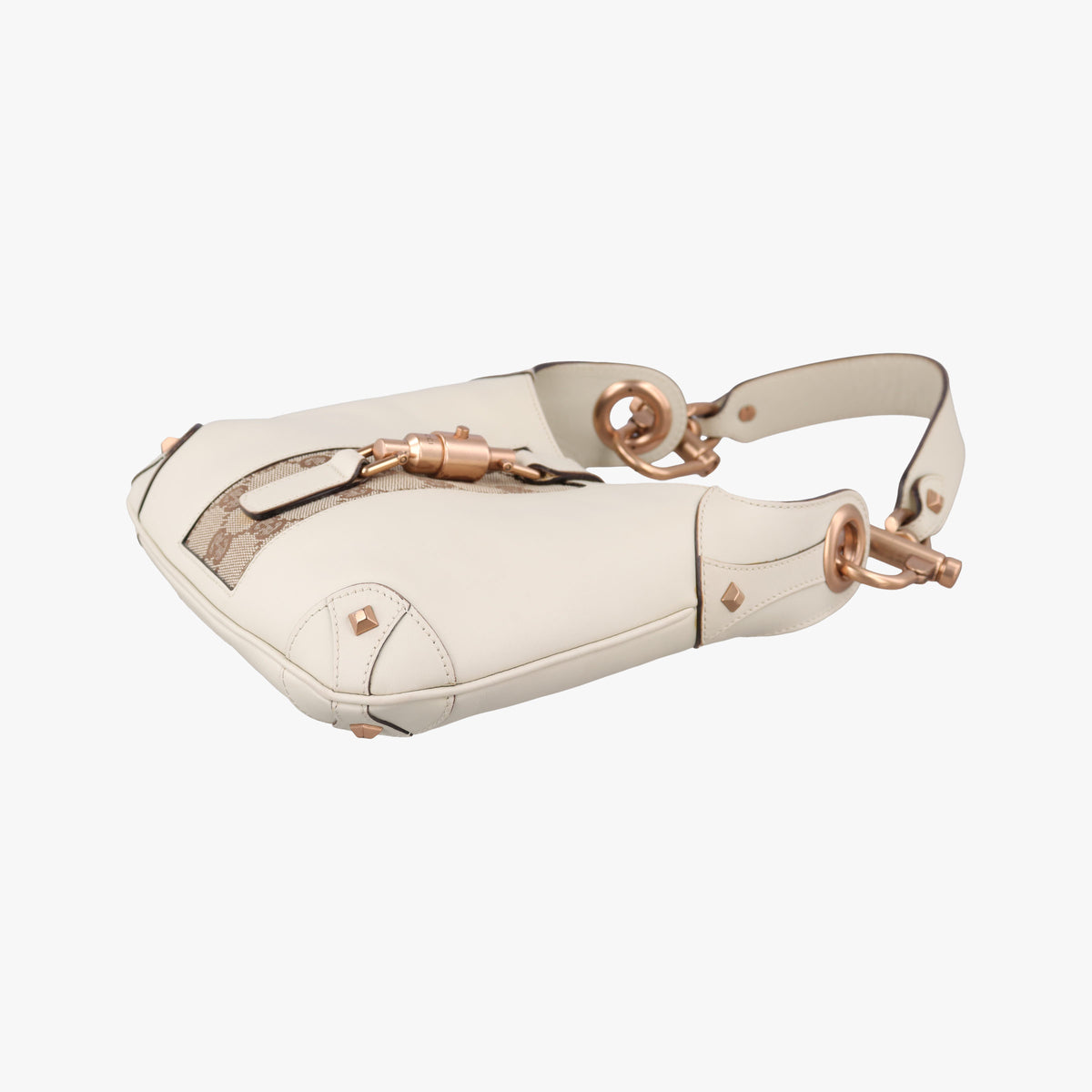 Piston Lock Jackie Hobo White Leather×canvas 120885 ニュージャッキー ホワイト レザー×キャンバス 120885 