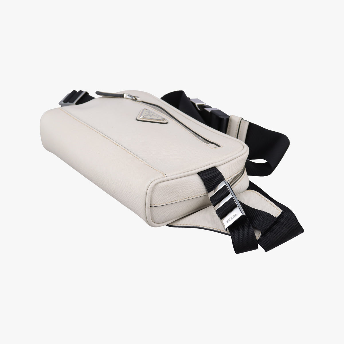 Triangle Logo White Saffiano Leather 2VL012 56 8トライアングル ロゴ ホワイト サフィアーノレザー 2VL012 56 8