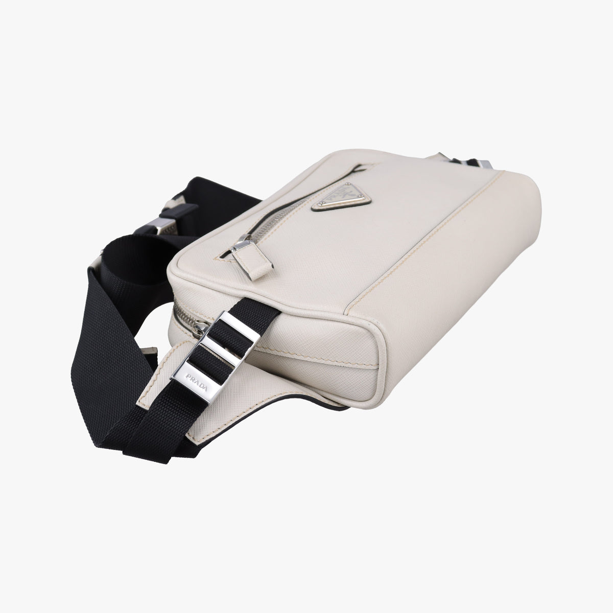 Triangle Logo White Saffiano Leather 2VL012 56 8トライアングル ロゴ ホワイト サフィアーノレザー 2VL012 56 8