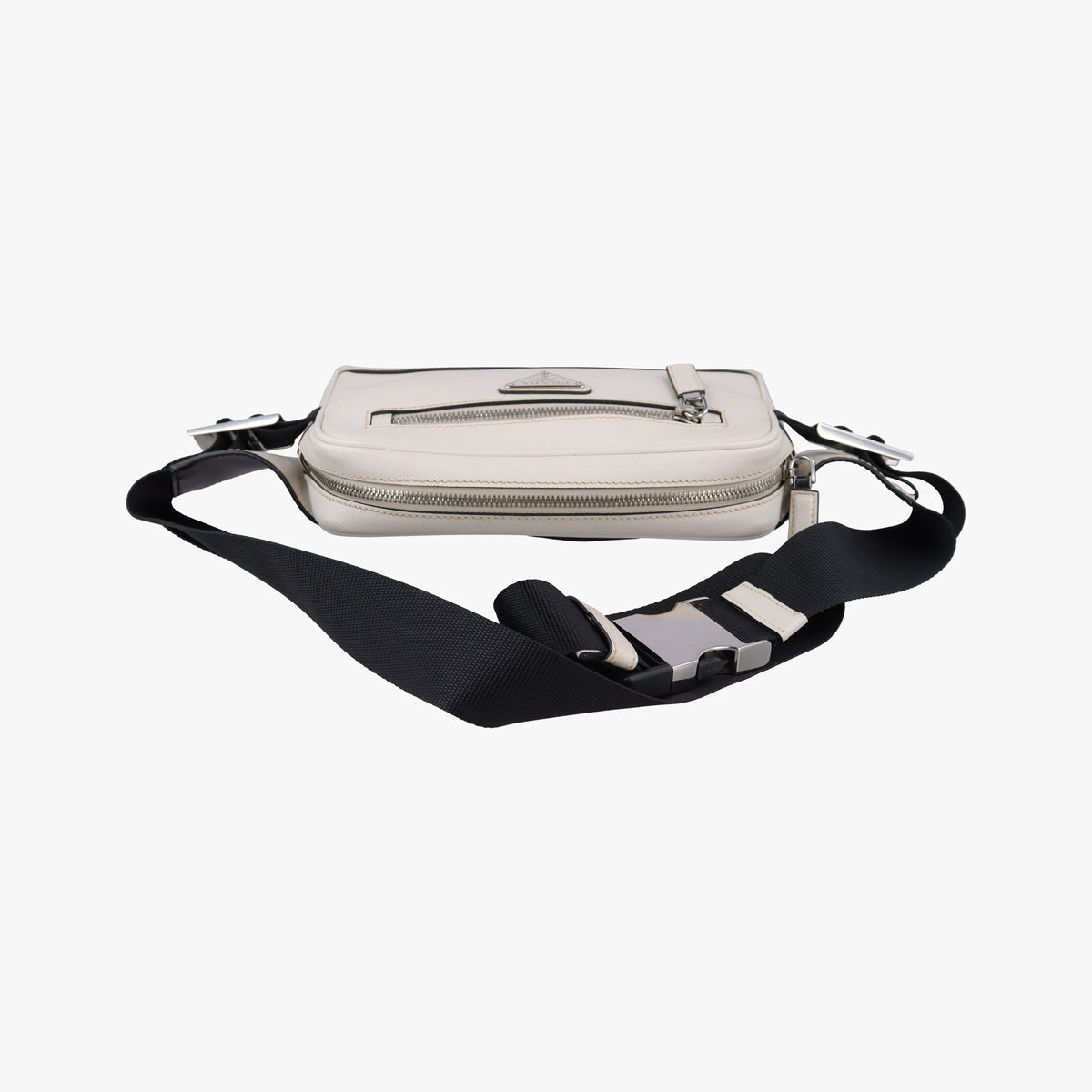 Triangle Logo White Saffiano Leather 2VL012 56 8トライアングル ロゴ ホワイト サフィアーノレザー 2VL012 56 8