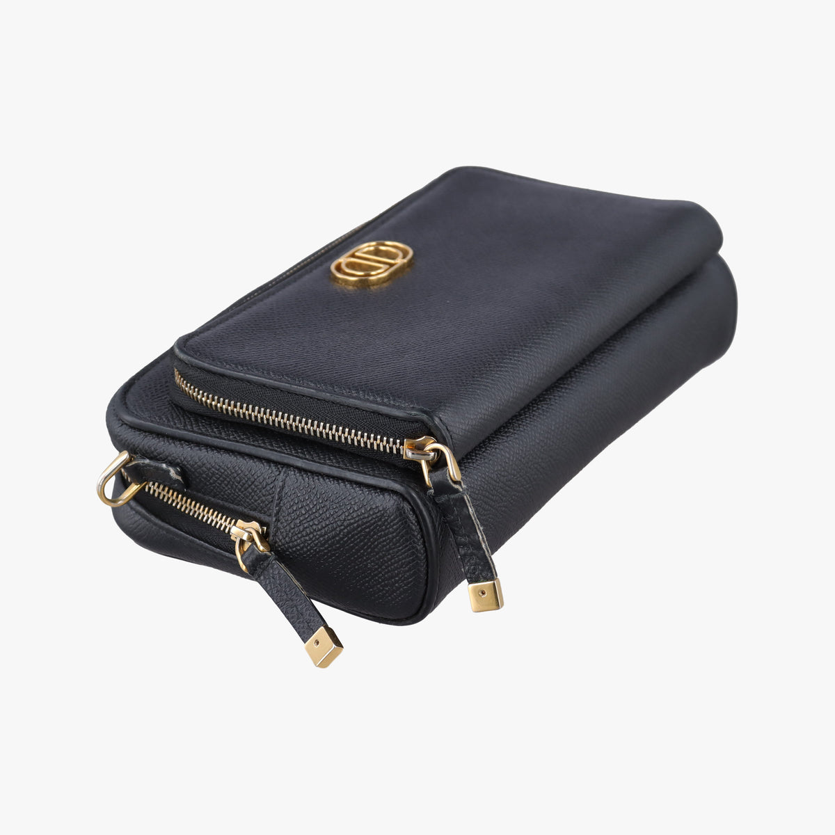 Caro Double Pouch Black Leather 05-BO-0271カロ ダブル ポーチ ブラック レザー 05-BO-0271