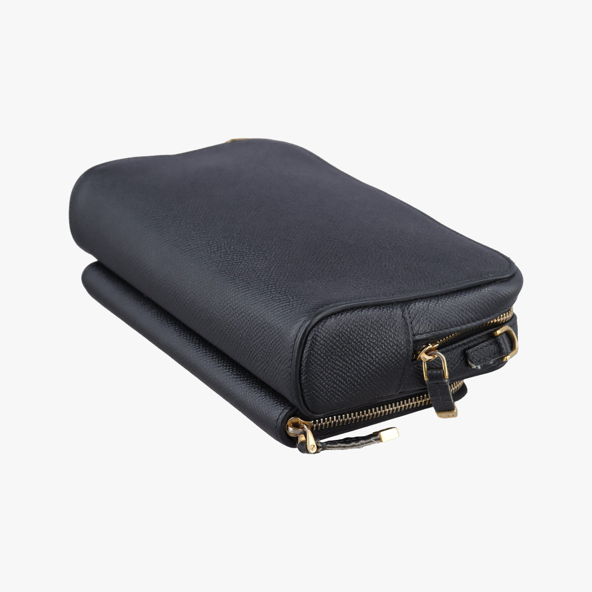 Caro Double Pouch Black Leather 05-BO-0271カロ ダブル ポーチ ブラック レザー 05-BO-0271