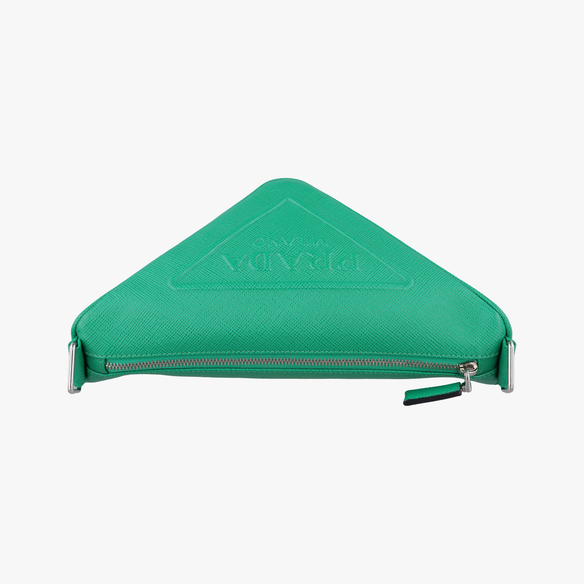 Triangle Logo Plate Green SAFFIANO Leather 2VH155 56 2トライアングル ロゴ プレート グリーン サフィアーノレザー 2VH155 56 2