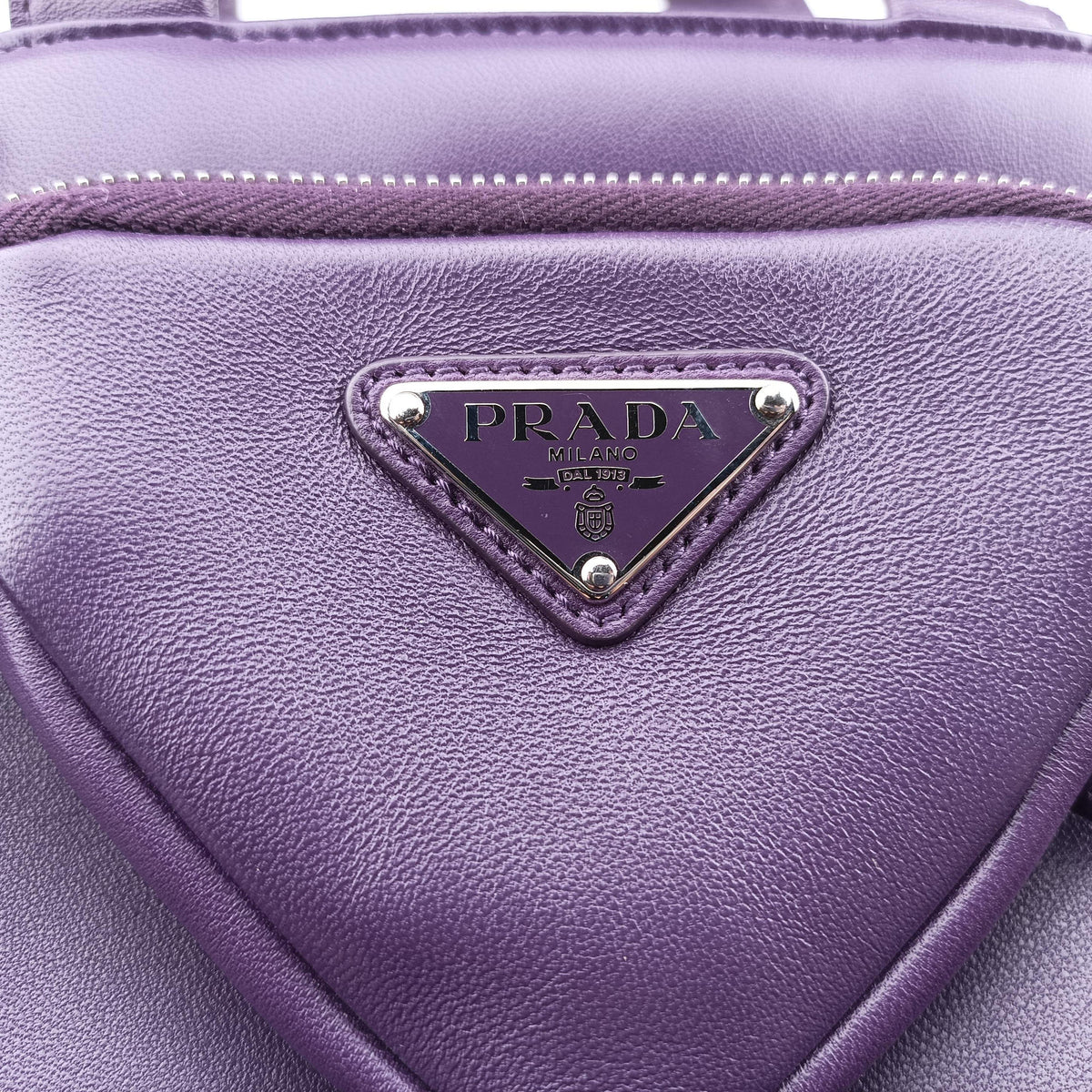 Turquoise Mini Tote Purple lambskin 1BG418 31/Vトライアングルロゴ パープル ラムスキン 1BG418 31/V