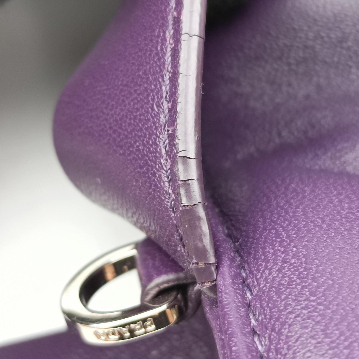 Turquoise Mini Tote Purple lambskin 1BG418 31/Vトライアングルロゴ パープル ラムスキン 1BG418 31/V