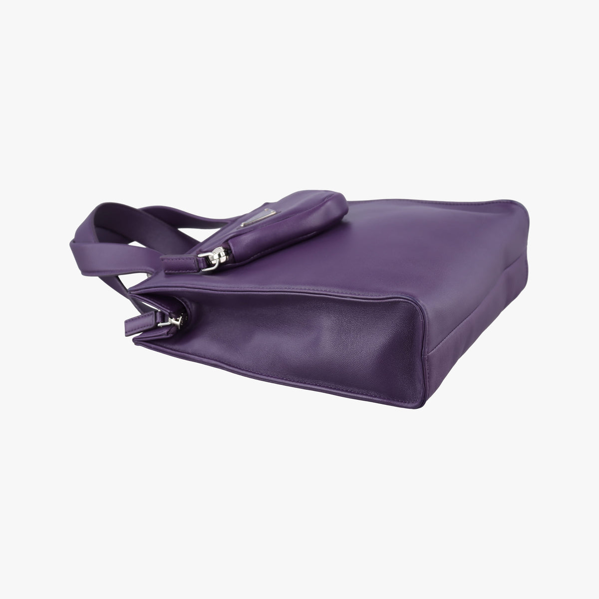 Turquoise Mini Tote Purple lambskin 1BG418 31/Vトライアングルロゴ パープル ラムスキン 1BG418 31/V