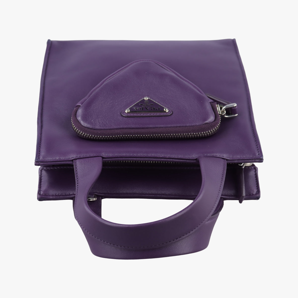 Turquoise Mini Tote Purple lambskin 1BG418 31/Vトライアングルロゴ パープル ラムスキン 1BG418 31/V