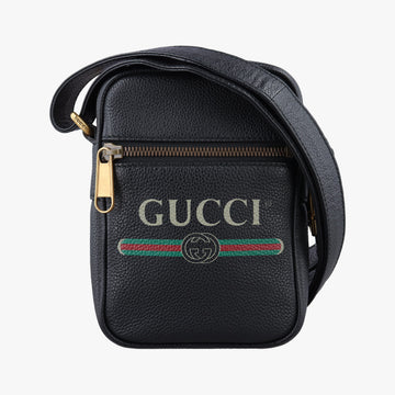 Print Messenger Black Leather 574803 G028991955プリントメッセンジャー ブラック レザー 574803 G028991955