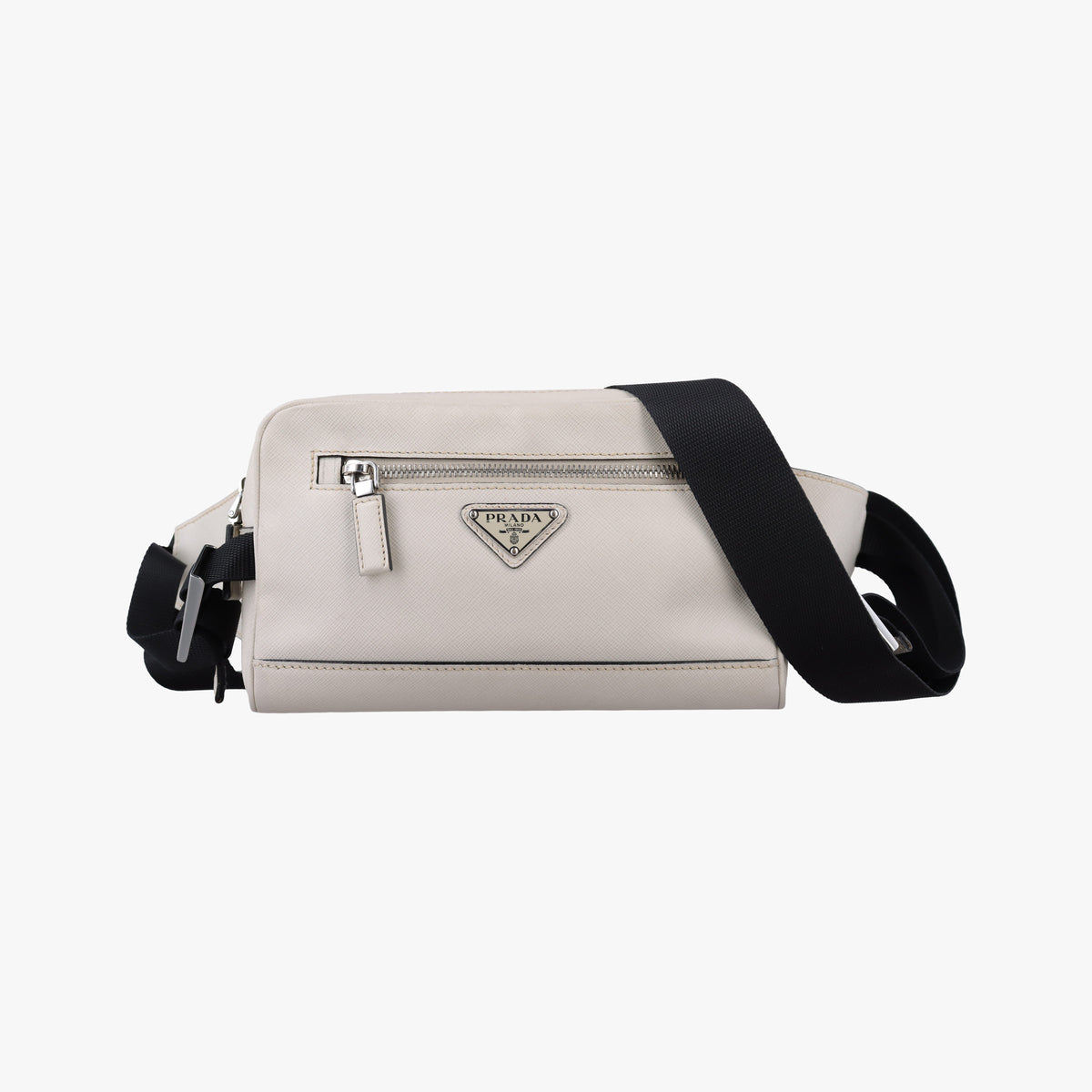 Triangle Logo White Saffiano Leather 2VL012 56 8トライアングル ロゴ ホワイト サフィアーノレザー 2VL012 56 8