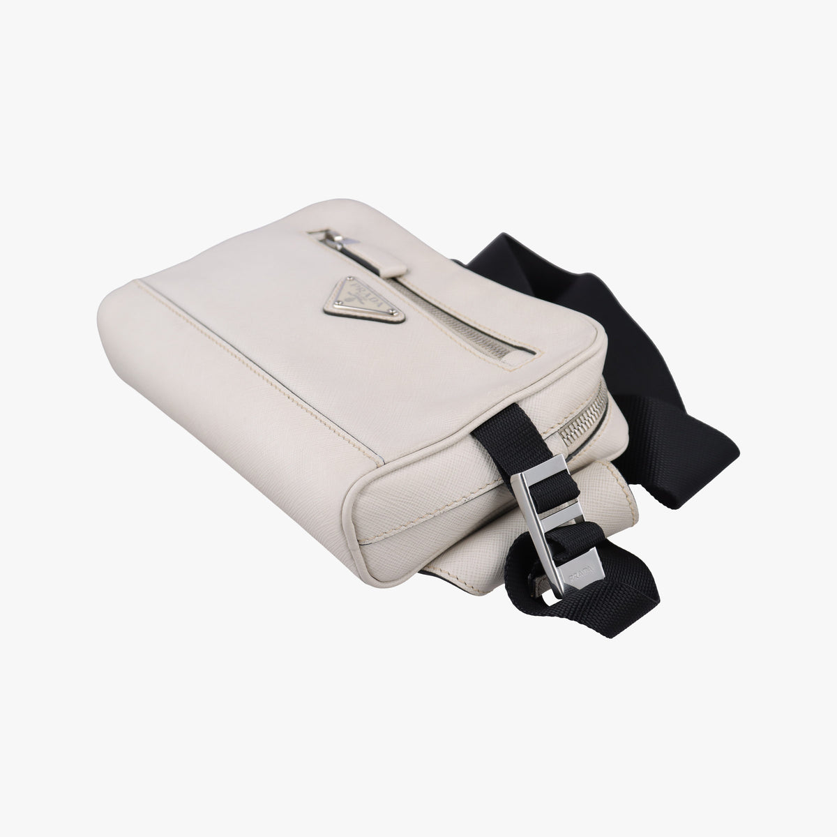 Triangle Logo White Saffiano Leather 2VL012 56 8トライアングル ロゴ ホワイト サフィアーノレザー 2VL012 56 8