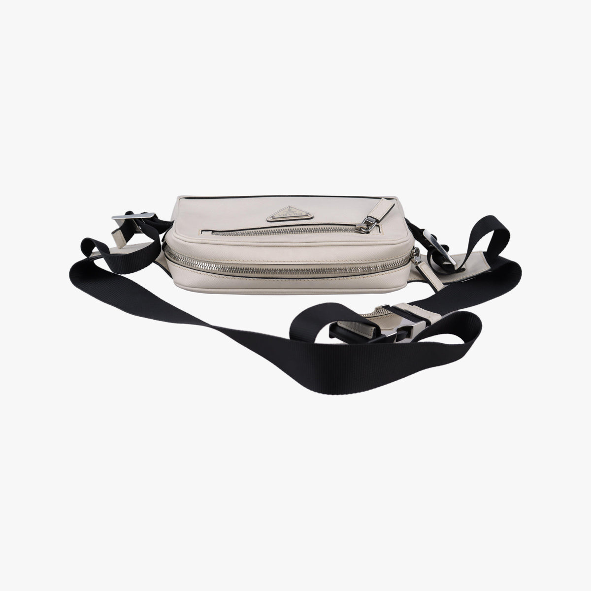 Triangle Logo White Saffiano Leather 2VL012 56 8トライアングル ロゴ ホワイト サフィアーノレザー 2VL012 56 8