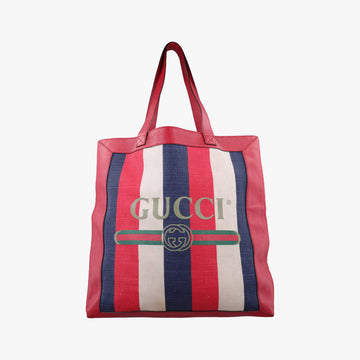Print Blue×Red×Ivory canvas×leather 523781 F025232802プリント ブルー×レッド×アイボリー キャンバス×レザー 523781 F025232802