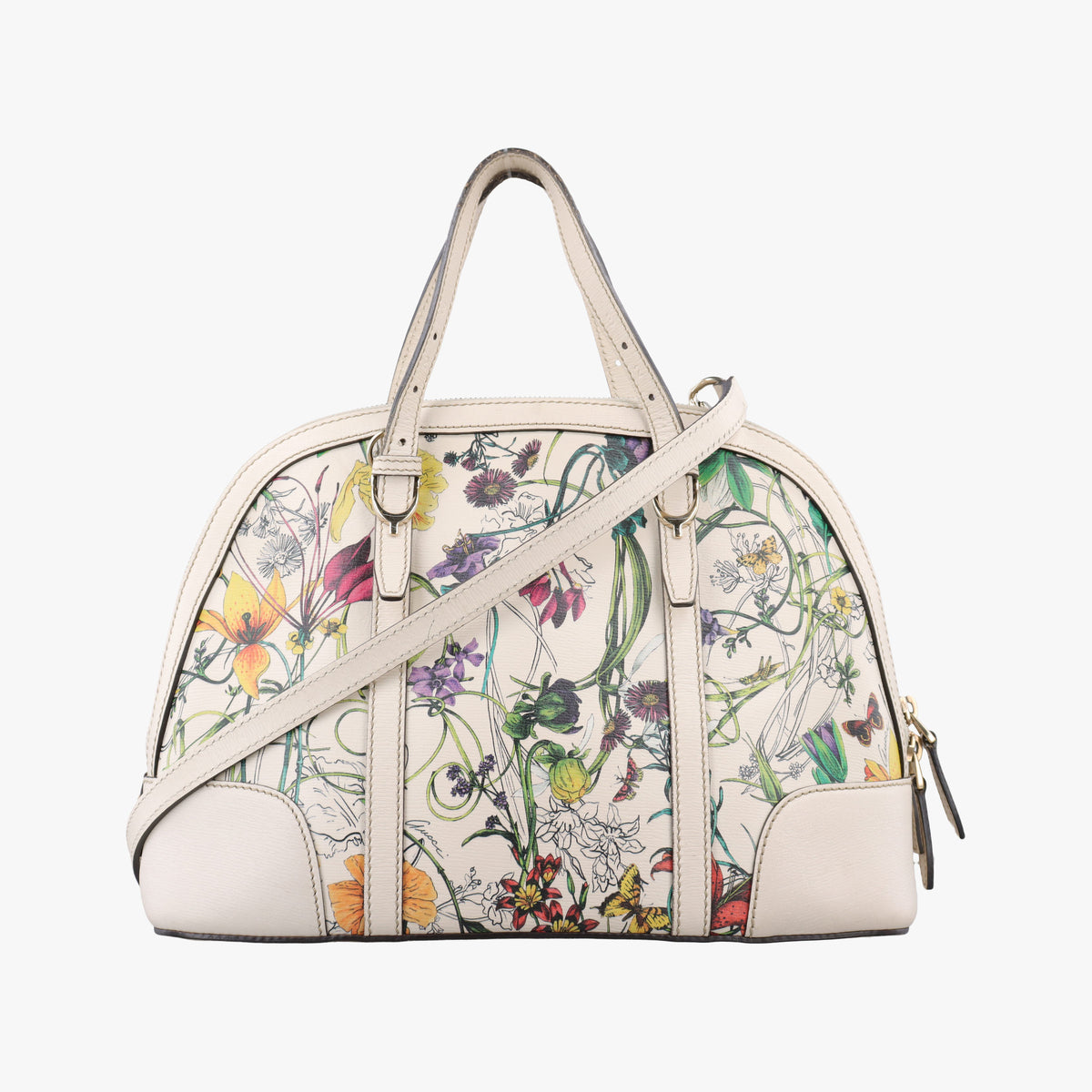 Nice Floral White Leather 309617 C015939087ニースフローラ アイボリー×マルチカラー レザー 309617 C015939087