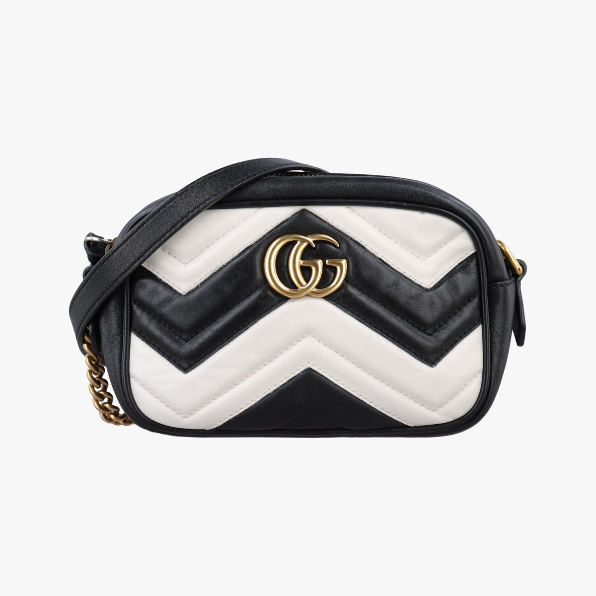 GG Marmont Black×white Leather 448065 H020759899GGマーモント ブラック×ホワイト レザー 448065 H020759899