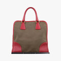 logo jacquard khaki×red Canvas × SAFFIANO Leather 194ロゴジャガード カーキ×レッド キャンバス×サフィアーノレザー 194