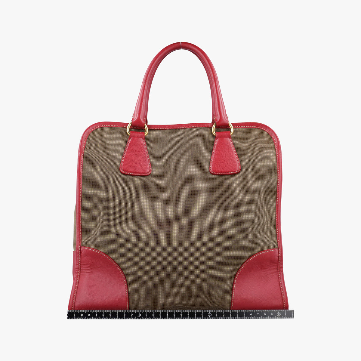 logo jacquard khaki×red Canvas × SAFFIANO Leather 194ロゴジャガード カーキ×レッド キャンバス×サフィアーノレザー 194