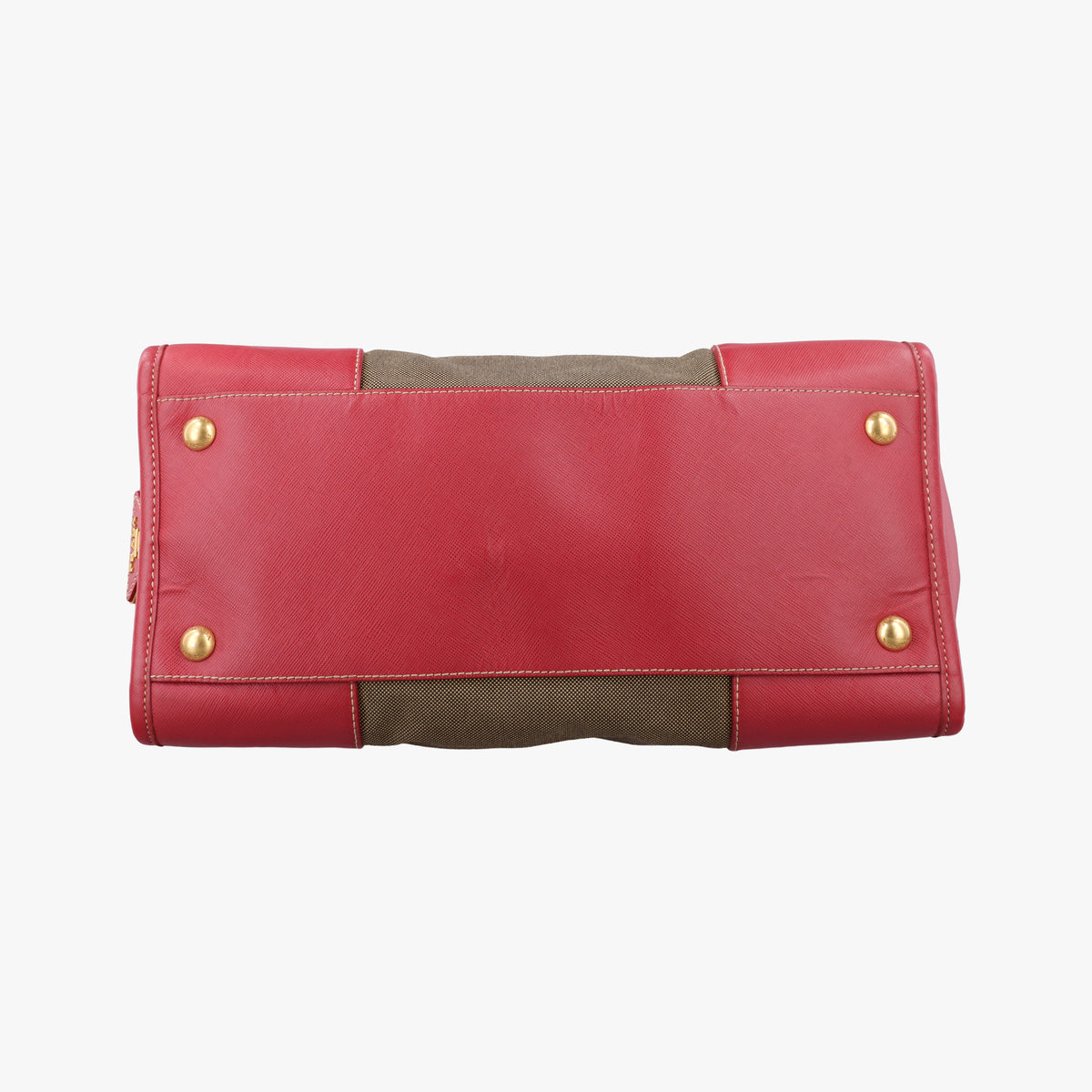 logo jacquard khaki×red Canvas × SAFFIANO Leather 194ロゴジャガード カーキ×レッド キャンバス×サフィアーノレザー 194