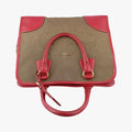 logo jacquard khaki×red Canvas × SAFFIANO Leather 194ロゴジャガード カーキ×レッド キャンバス×サフィアーノレザー 194