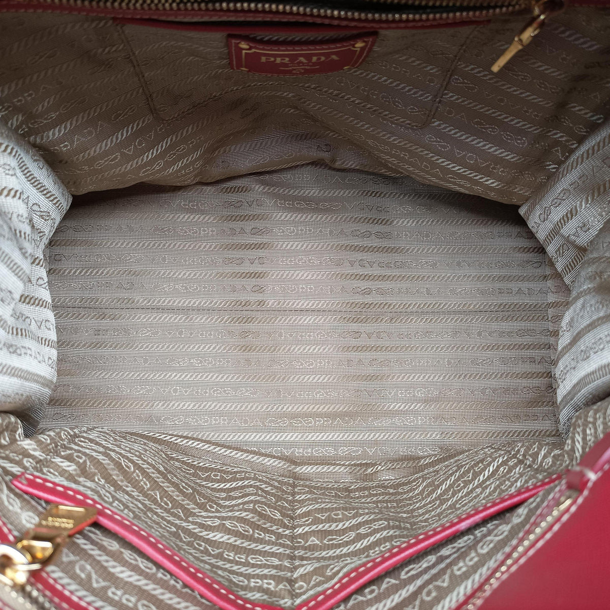 logo jacquard khaki×red Canvas × SAFFIANO Leather 194ロゴジャガード カーキ×レッド キャンバス×サフィアーノレザー 194