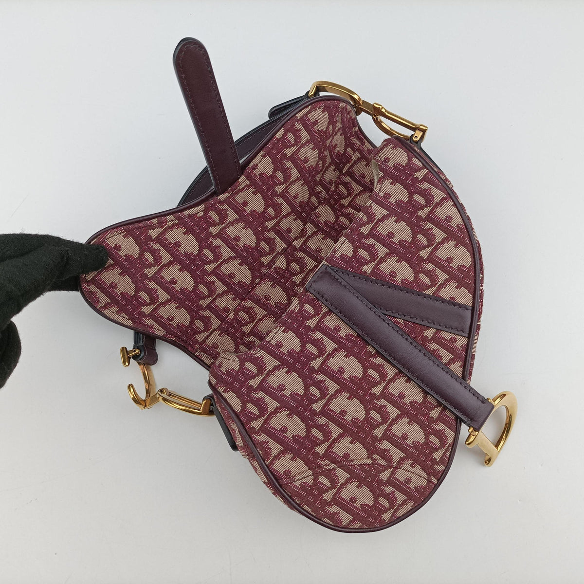 Saddle Burgundy jacquard × leather 05-RU-0119サドル ワインレッド ジャガード×レザー 05-RU-0119