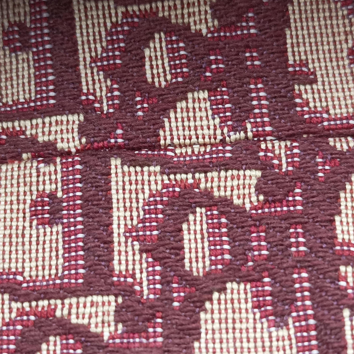 Saddle Burgundy jacquard × leather 05-RU-0119サドル ワインレッド ジャガード×レザー 05-RU-0119