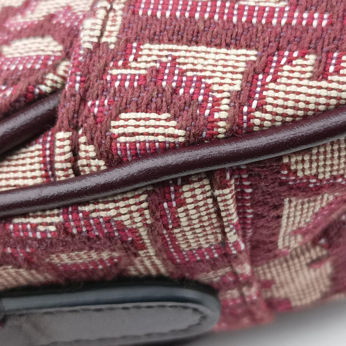 Saddle Burgundy jacquard × leather 05-RU-0119サドル ワインレッド ジャガード×レザー 05-RU-0119