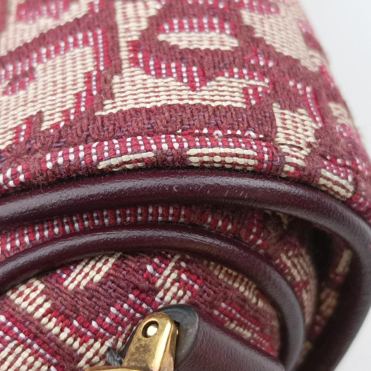 Saddle Burgundy jacquard × leather 05-RU-0119サドル ワインレッド ジャガード×レザー 05-RU-0119