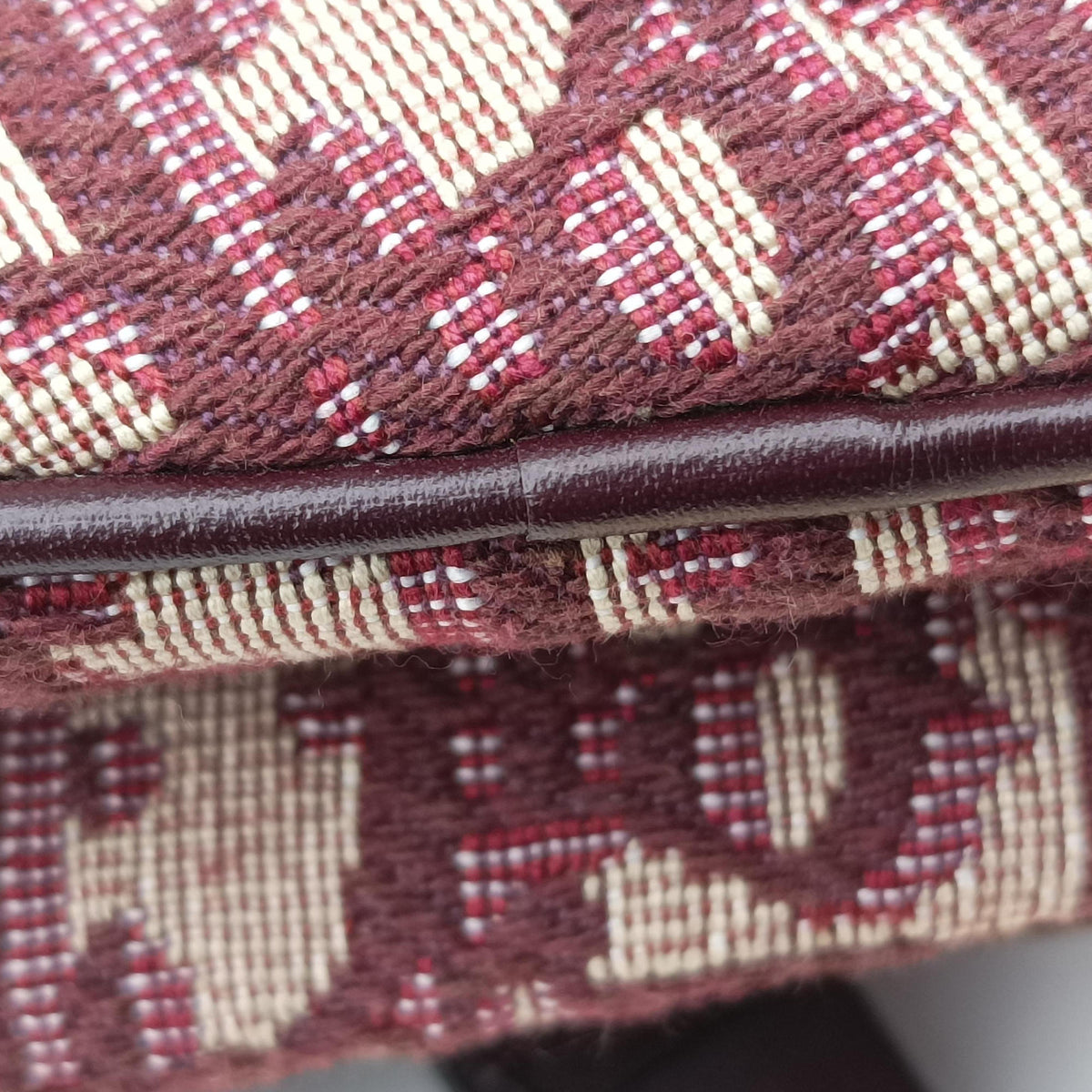 Saddle Burgundy jacquard × leather 05-RU-0119サドル ワインレッド ジャガード×レザー 05-RU-0119
