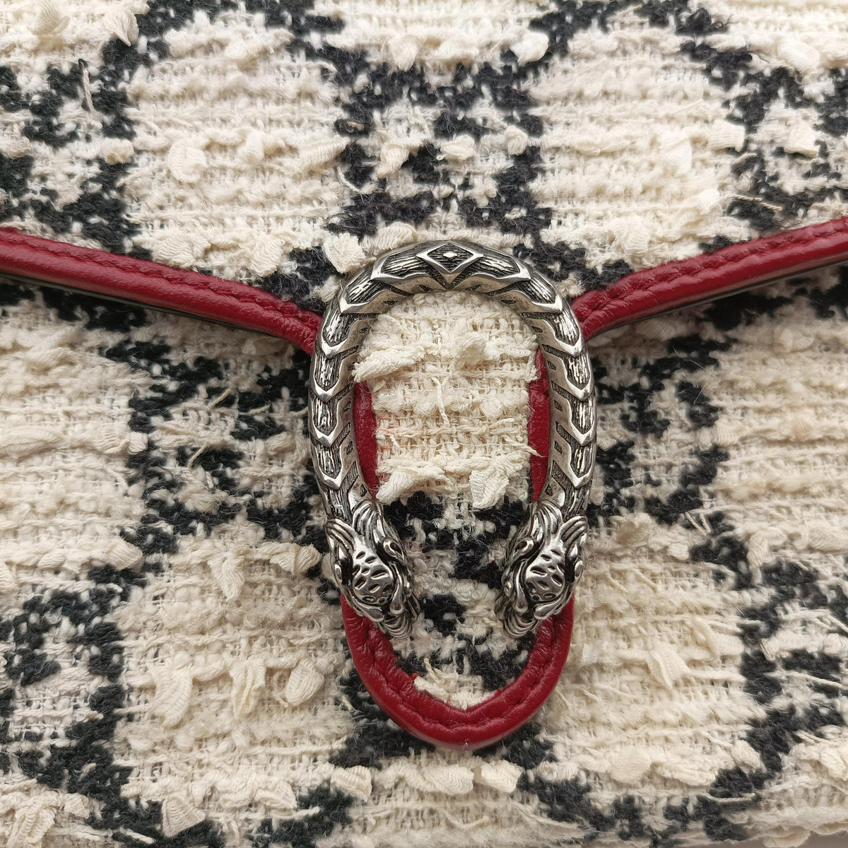 Dionysus Ivory × Red × Black Tweed×Leather 401231 ディオニュソス アイボリー × レッド × ブラック ツイード×レザー 401231