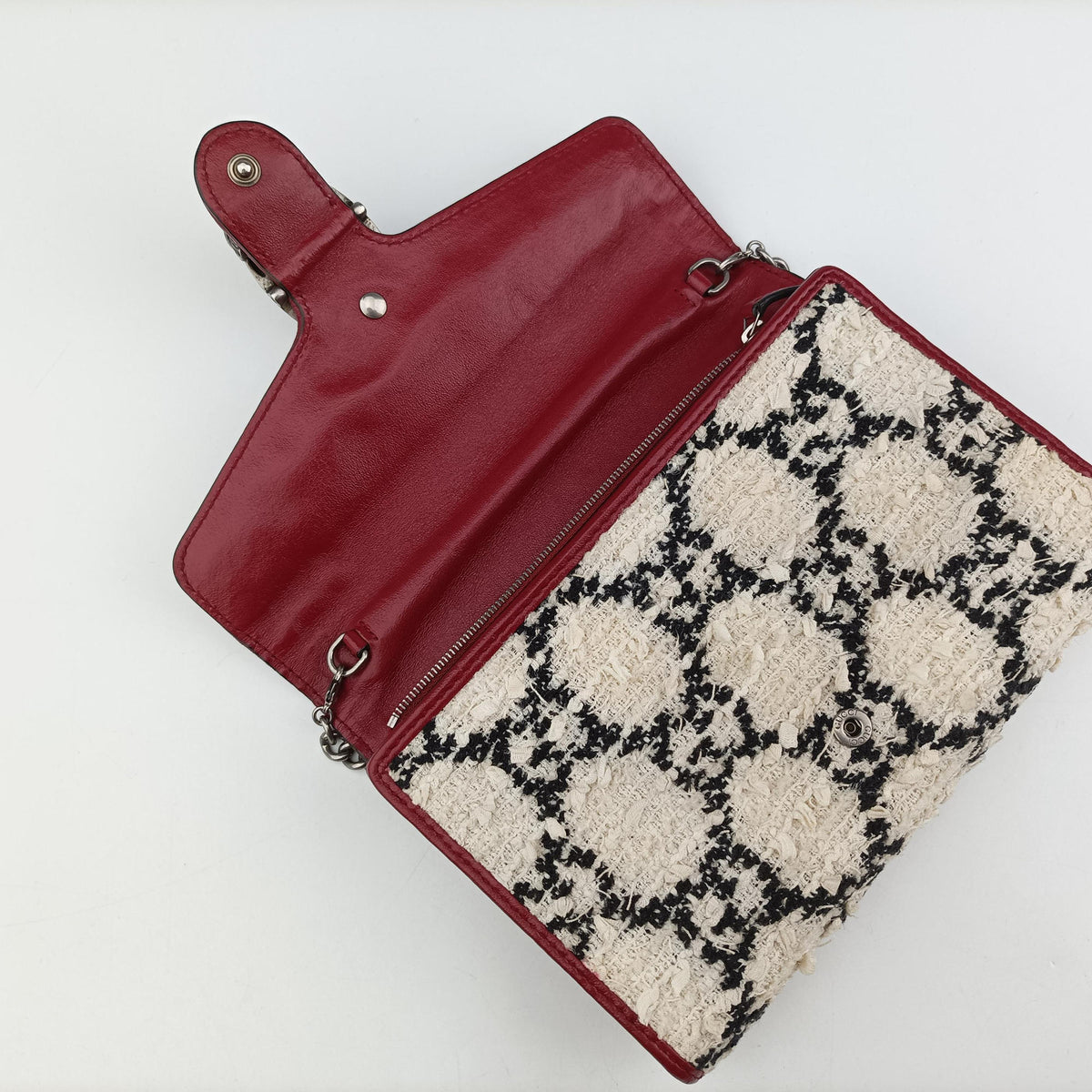 Dionysus Ivory × Red × Black Tweed×Leather 401231 ディオニュソス アイボリー × レッド × ブラック ツイード×レザー 401231