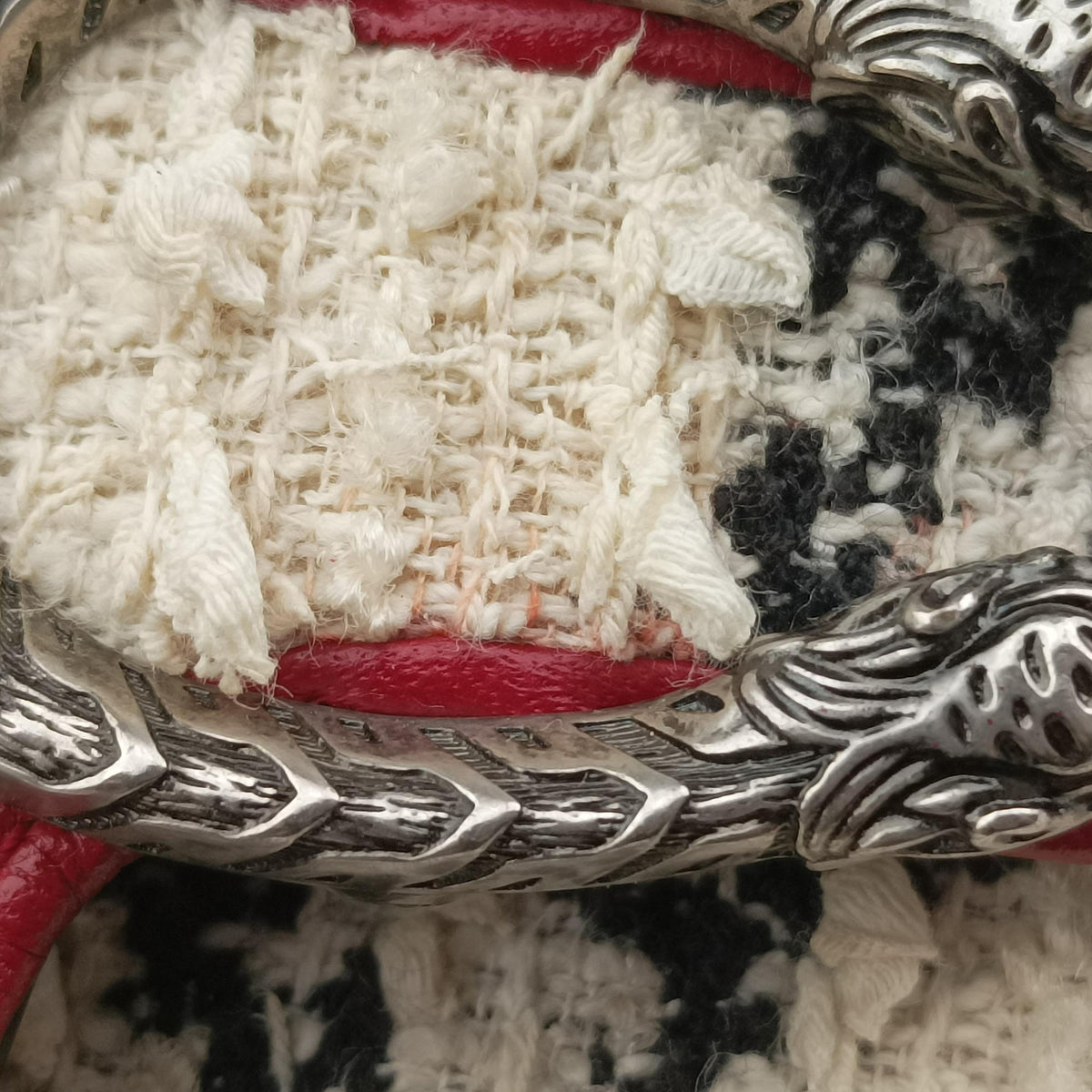 Dionysus Ivory × Red × Black Tweed×Leather 401231 ディオニュソス アイボリー × レッド × ブラック ツイード×レザー 401231