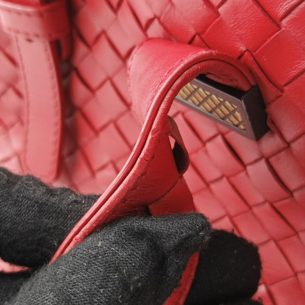 Roma Intrecciato Red lambskin B07424966Uローマ イントレチャート レッド ラムスキン B07424966U